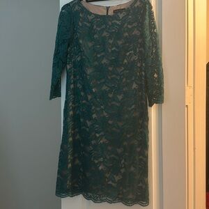 Teal lace cocktail dress